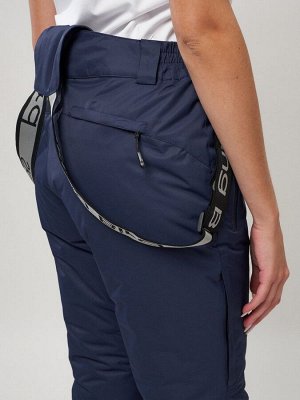Полукомбинезон брюки горнолыжные женские темно-синего цвета 55221TS