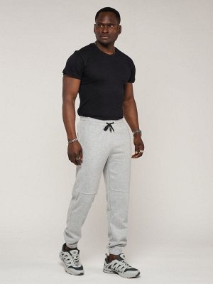 Брюки джоггеры спортивные с карманами мужские светло-серого цвета 062SS