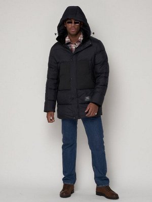 Куртка зимняя мужская классическая темно-синего цвета 93629TS