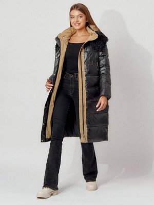 MTFORCE Пальто утепленное с капюшоном зимнее женское  черного цвета 442181Ch