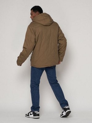 Куртка зимняя мужская классическая стеганная бежевого цвета 2107B
