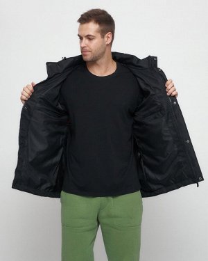 Куртка спортивная мужская с капюшоном черного цвета 6652Ch