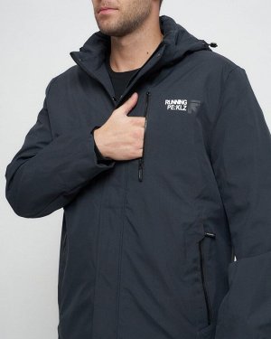 Куртка спортивная мужская большого размера темно-серого цвета 88676TC