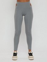 Легинсы спортивные женские серого цвета 11922Sr