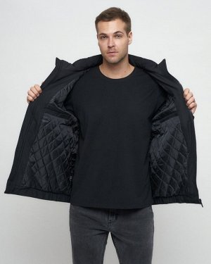 Куртка спортивная мужская на резинке большого размера черного цвета 88657Ch