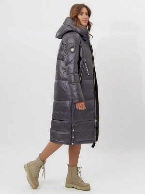 MTFORCE Пальто утепленное женское зимние темно-серого цвета 11816TC