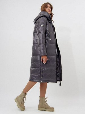 MTFORCE Пальто утепленное женское зимние темно-серого цвета 11816TC