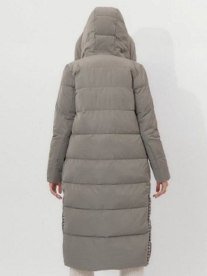 Пальто утепленное двухстороннее женское цвета хаки 112272Kh