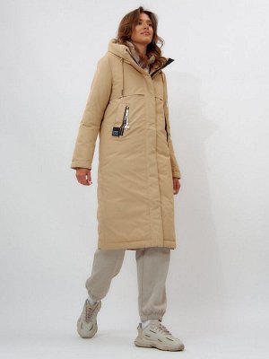 MTFORCE Пальто утепленное женское зимние бежевого цвета 112210B