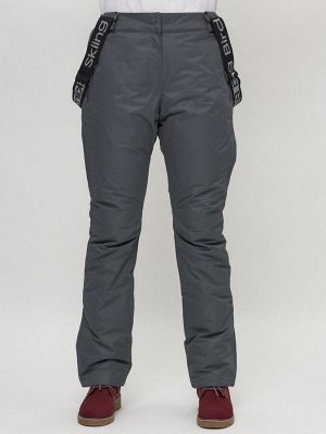 Полукомбинезон брюки горнолыжные женские темно-серого цвета 55221TC