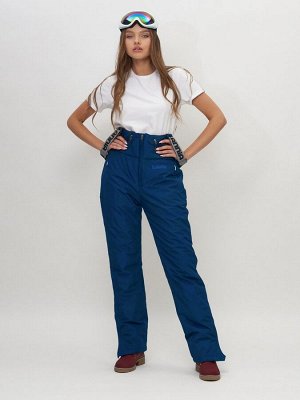 Полукомбинезон брюки горнолыжные женские темно-синего цвета 66789TS