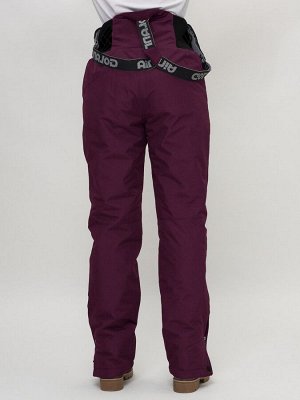Полукомбинезон брюки горнолыжные женские темно-фиолетового цвета 66789TF