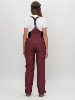 Полукомбинезон брюки горнолыжные женские темно-бордового цвета 66789Tb