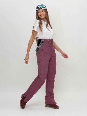 MTFORCE Полукомбинезон брюки горнолыжные женские бордового цвета 66789Bo