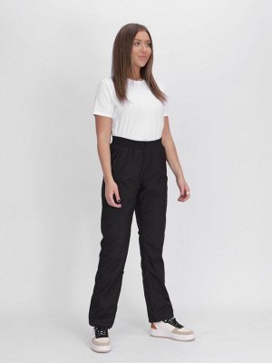 Утепленные спортивные брюки женские черного цвета 88149Ch