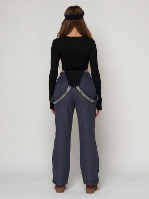 Полукомбинезон брюки горнолыжные женские темно-серого цвета 2221TC