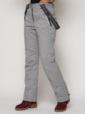 Полукомбинезон брюки горнолыжные женские серого цвета 2221Sr