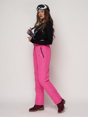 Полукомбинезон брюки горнолыжные женские розового цвета 2221R