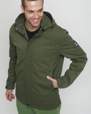 Куртка спортивная мужская с капюшоном цвета хаки 8599Kh