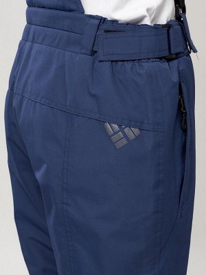 Полукомбинезон брюки горнолыжные женские big size темно-синего цвета 66413TS