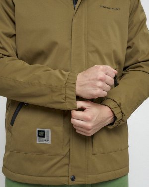 Куртка спортивная мужская с капюшоном бежевого цвета 8598B