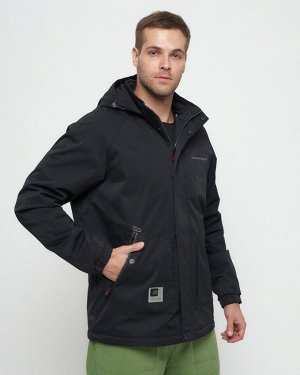 Куртка спортивная мужская с капюшоном черного цвета 8598Ch