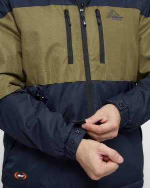Куртка спортивная мужская с капюшоном темно-синего цвета 8808TS