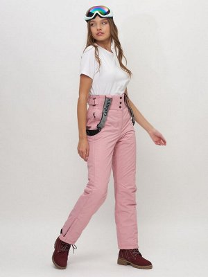 Полукомбинезон брюки горнолыжные женские розового цвета 66215R