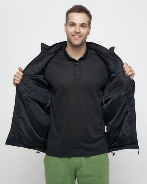 Куртка спортивная мужская с капюшоном черного цвета 8808Ch