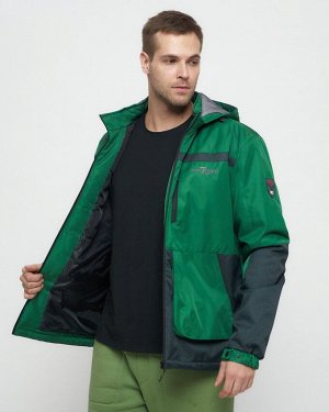 Куртка спортивная мужская с капюшоном зеленого цвета 8815Z