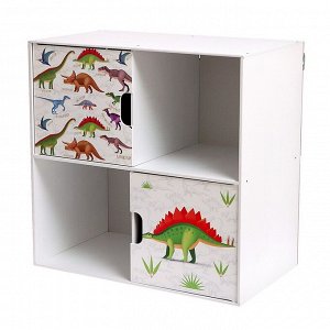 Стеллаж с дверцами «Динозавры», 60 x 60 см, цвет белый