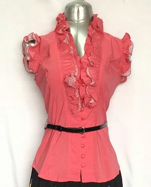 Блуза розовая с поясом