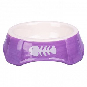Миска Mr.Kranch керамическая для кошек 140 мл фиолетовая с рыбками