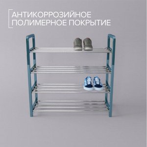 Обувница Доляна, 4 яруса, 50x19x59 см, цвет синий