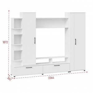 Клик Мебель Гостиная Дакота, 2364х362х1872, Белый ясень