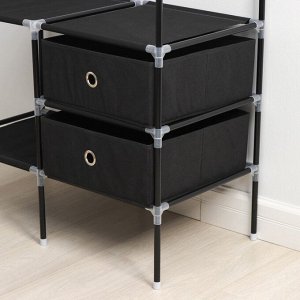 Вешалка - стойка напольная для одежды Доляна, 2 перекладины, 2 ящика, 120x43x169 см, чёрная