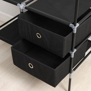 Вешалка - стойка напольная для одежды Доляна, 2 перекладины, 2 ящика, 120x43x169 см, чёрная