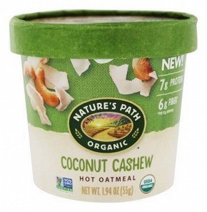 Coconut Cashew Hot Oatmeal Овсяная каша быстрого приготовления 'Кокос, Кешью' 55гр стакан