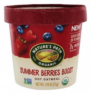 Summer Berries Boost Hot Oatmeal Овсяная каша быстрого приготовления «Летние ягоды» 55гр стакан