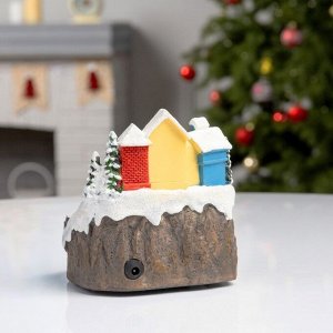 Светодиодная фигура «Поезд и снеговик» 16x10x12 см, полистоун, батарейки АААх2 (не в комплекте), USB, свечение тёплое белое