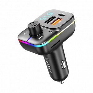 NEW ! Автомобильное зарядное устройство модулятор Earldom M81 Prof 2*USB + 1 Type-C + FM-трансмиттер, QC 3.1A, черный, дисплей, подсветка