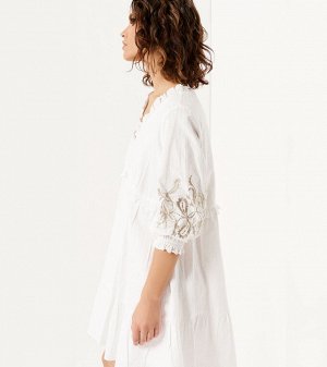 Платье мини с вышивкой и объемными рукавами на манжетах, ПА 143280w