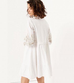 Платье мини с вышивкой и объемными рукавами на манжетах, ПА 143280w