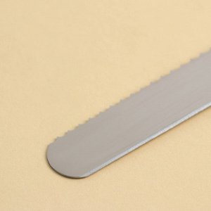 Нож для бисквита двусторонний, с крупными зубцами и ровным краем, лезвие 25 см, толщина лезвия 0,9 мм