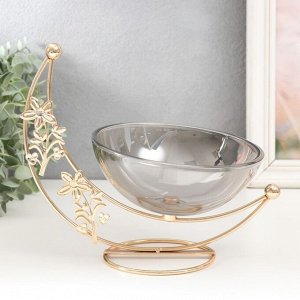 Сувенир металл, стекло подставка "Чаша на цветочном месяце" d-15 см золото 21,5х10х2 см