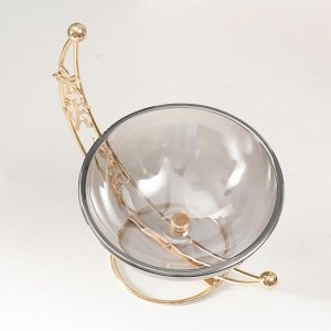 Сувенир металл, стекло подставка "Чаша на цветочном месяце" d-15 см золото 21,5х10х2 см