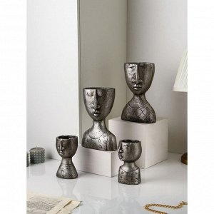 Набор ваз для сухоцветов "Голова", полистоун, 27 см, серебро, Иран, 1 сорт