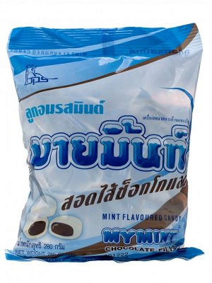 Конфета жевательная Boonprasert "Mymint" Chocolate-Filled со вкусом мяты шоколадная начинка, м/у 280