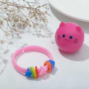 Набор детский "Выбражулька" 2 предмета: браслет-каркас, бальзам для губ, котик, цвет МИКС