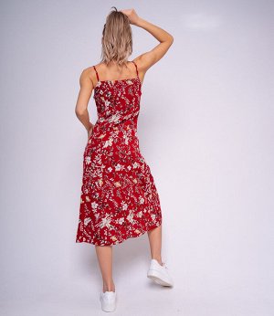 Платье #ОБШ1443-1, красный, белый